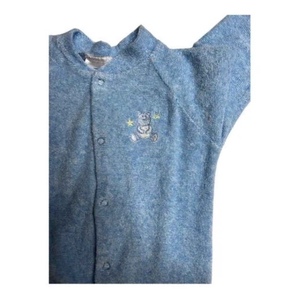 Baby Connection 90s Blue Terry Cloth Baby Sleeper Sz 6-9 M - Picture 3 of 4